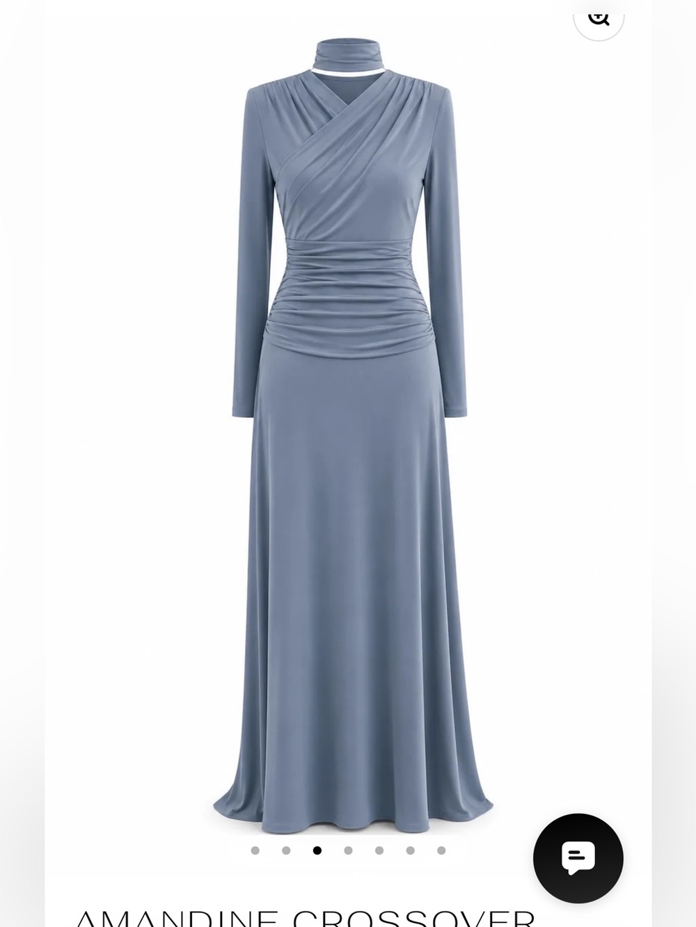 Aleeza Paris Ruched Long-Sleeve Maxi Dress in Dusty Blue